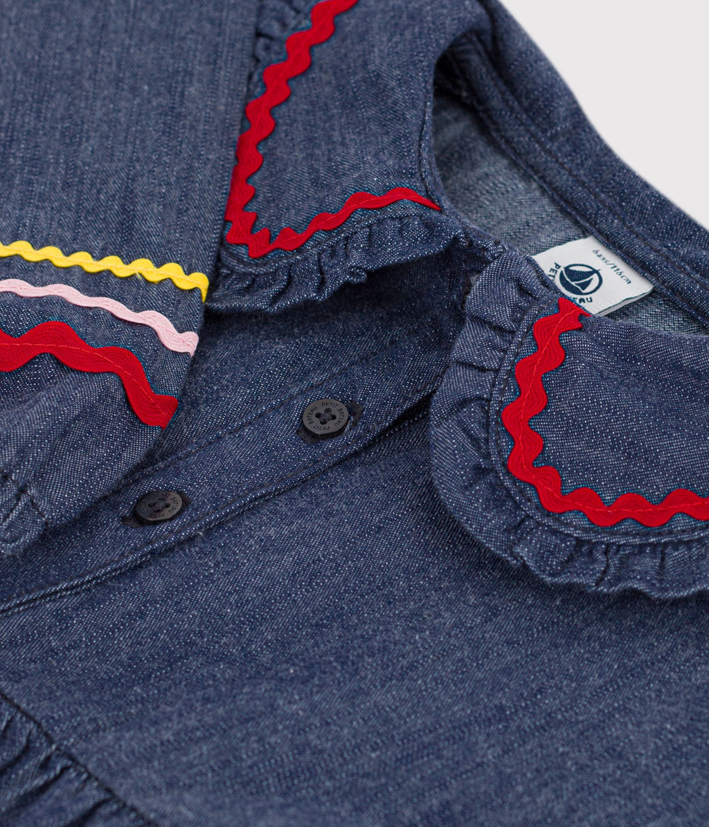 robe enfant en denim manches longue unie