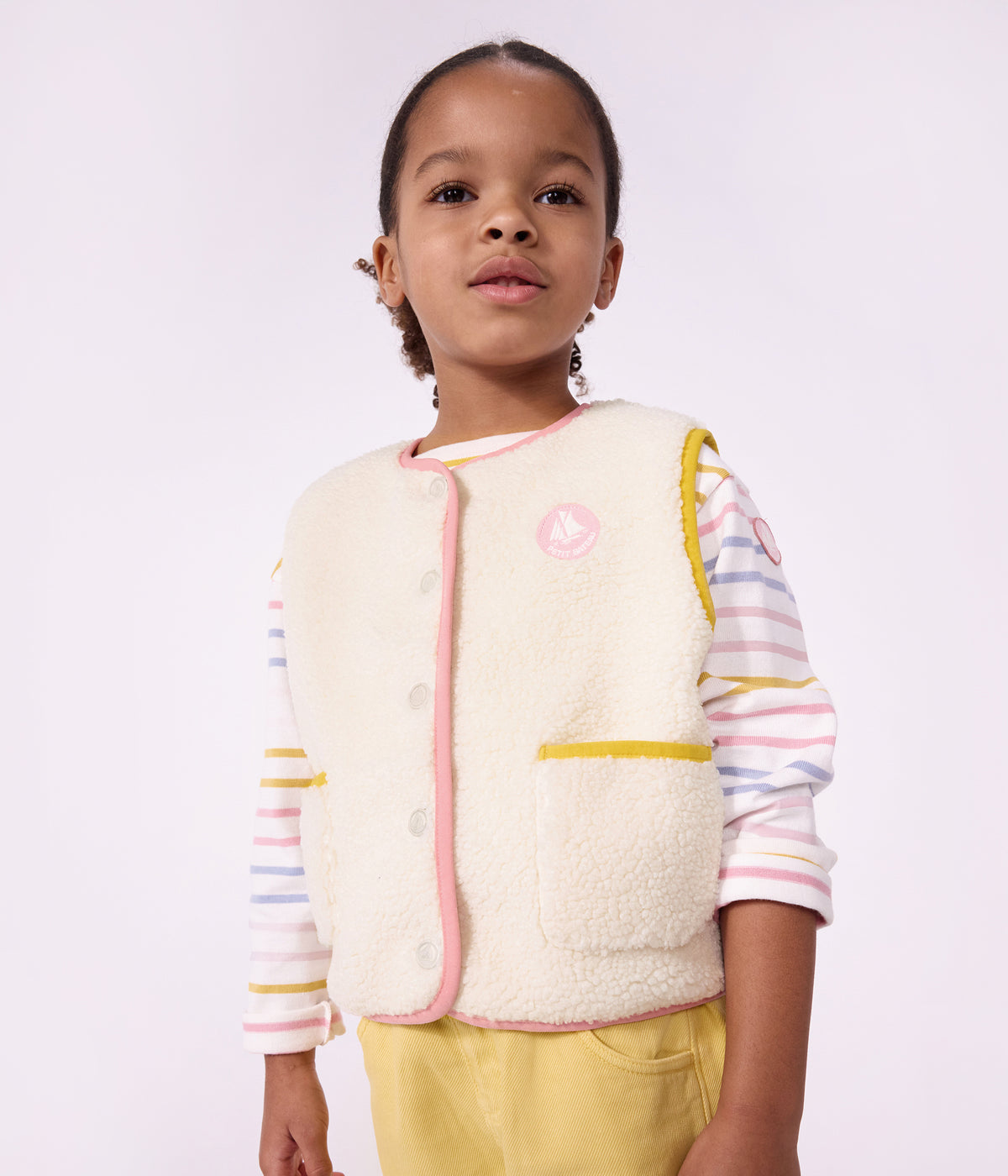 gilet enfant en sherpa sans manches uni