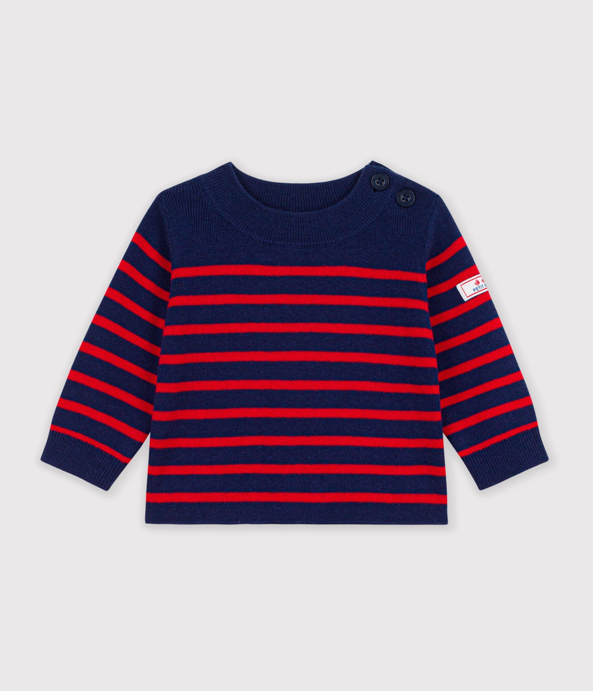 pull marin bebe en laine et coton a rayures