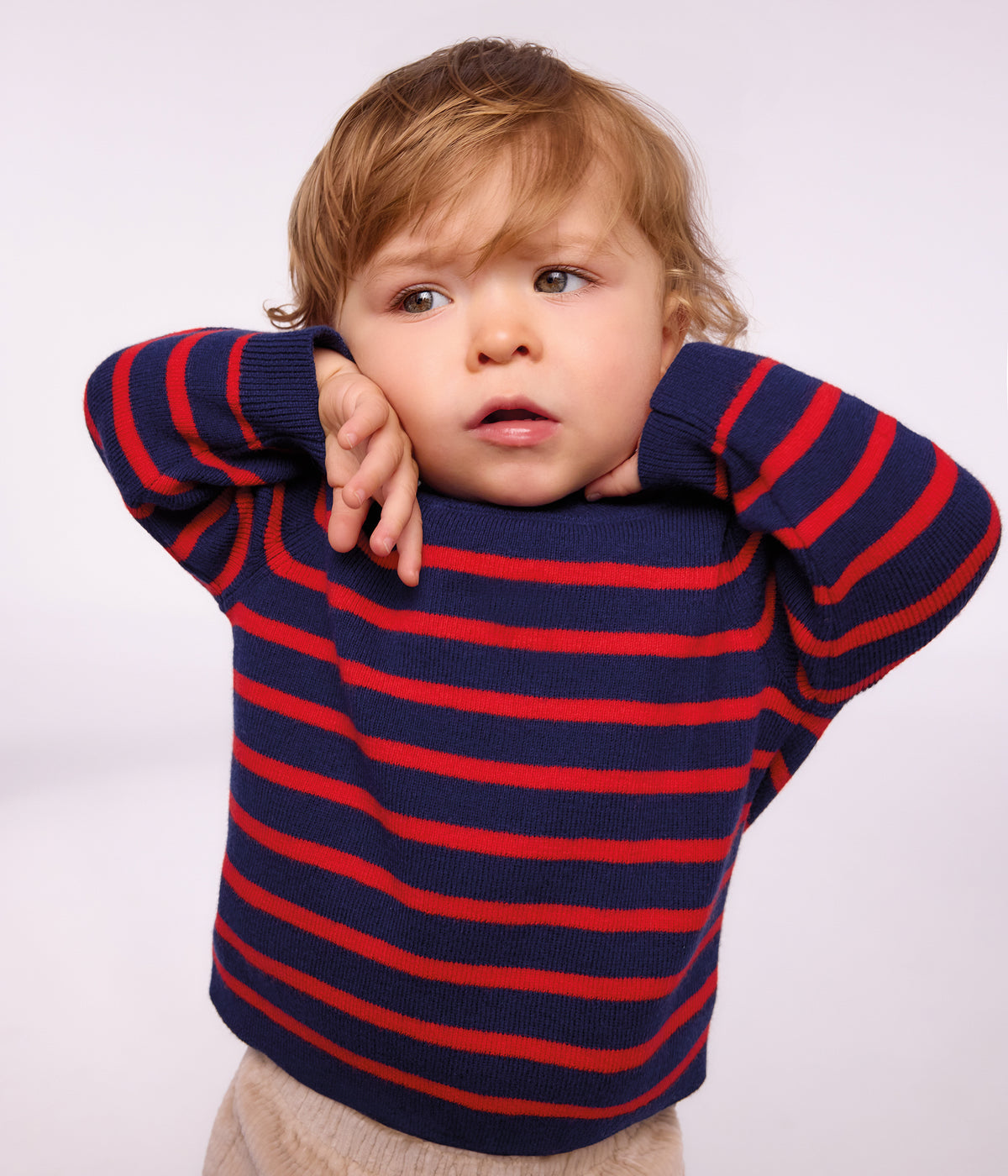 pull marin bebe en laine et coton a rayures