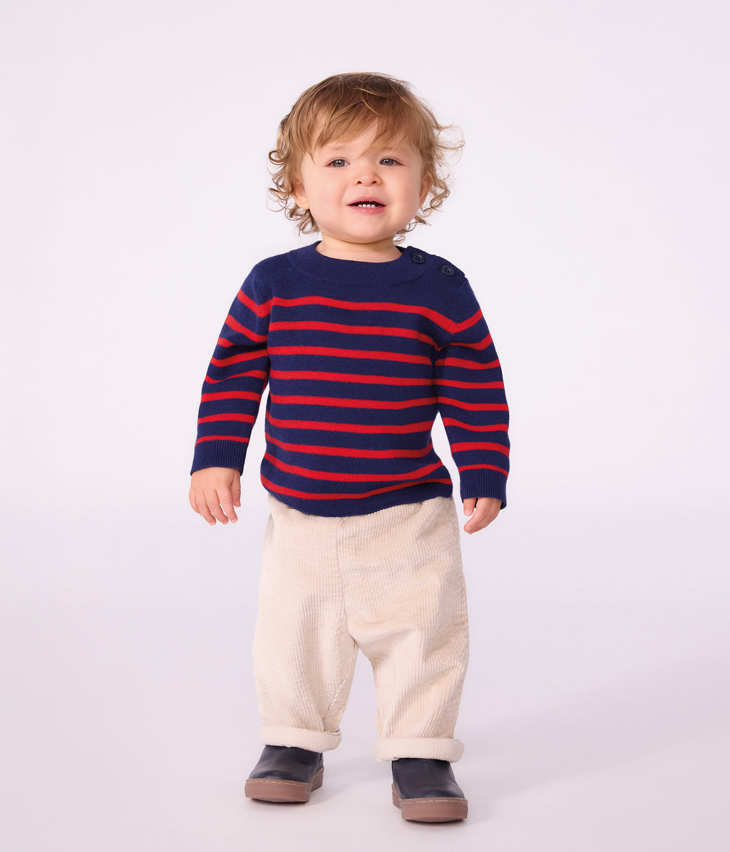 pull marin bebe en laine et coton a rayures