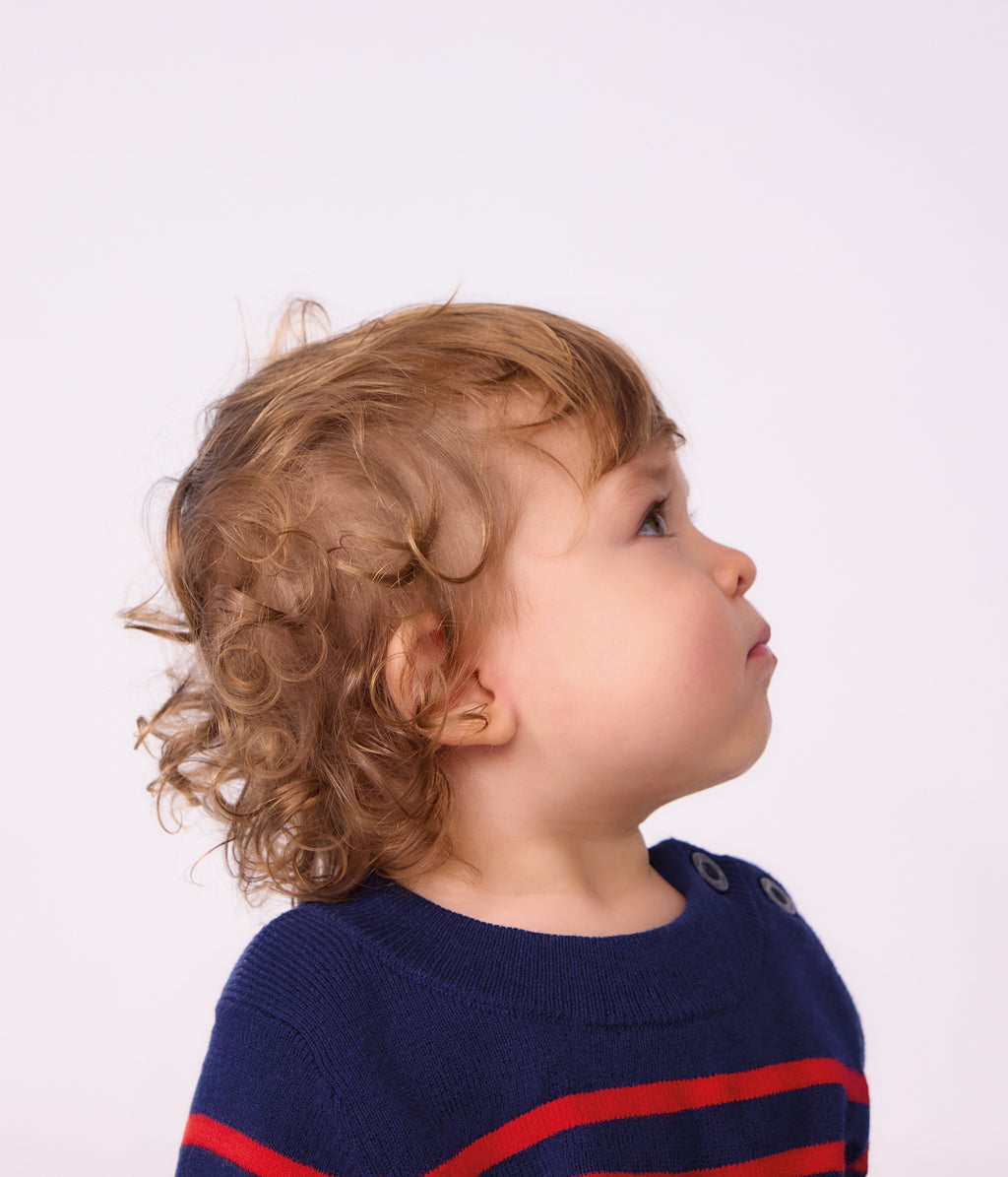 pull marin bebe en laine et coton a rayures