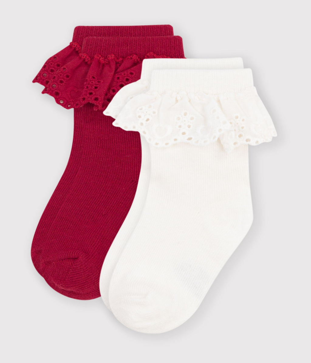 2 paires de chaussettes bebe en coton a volant