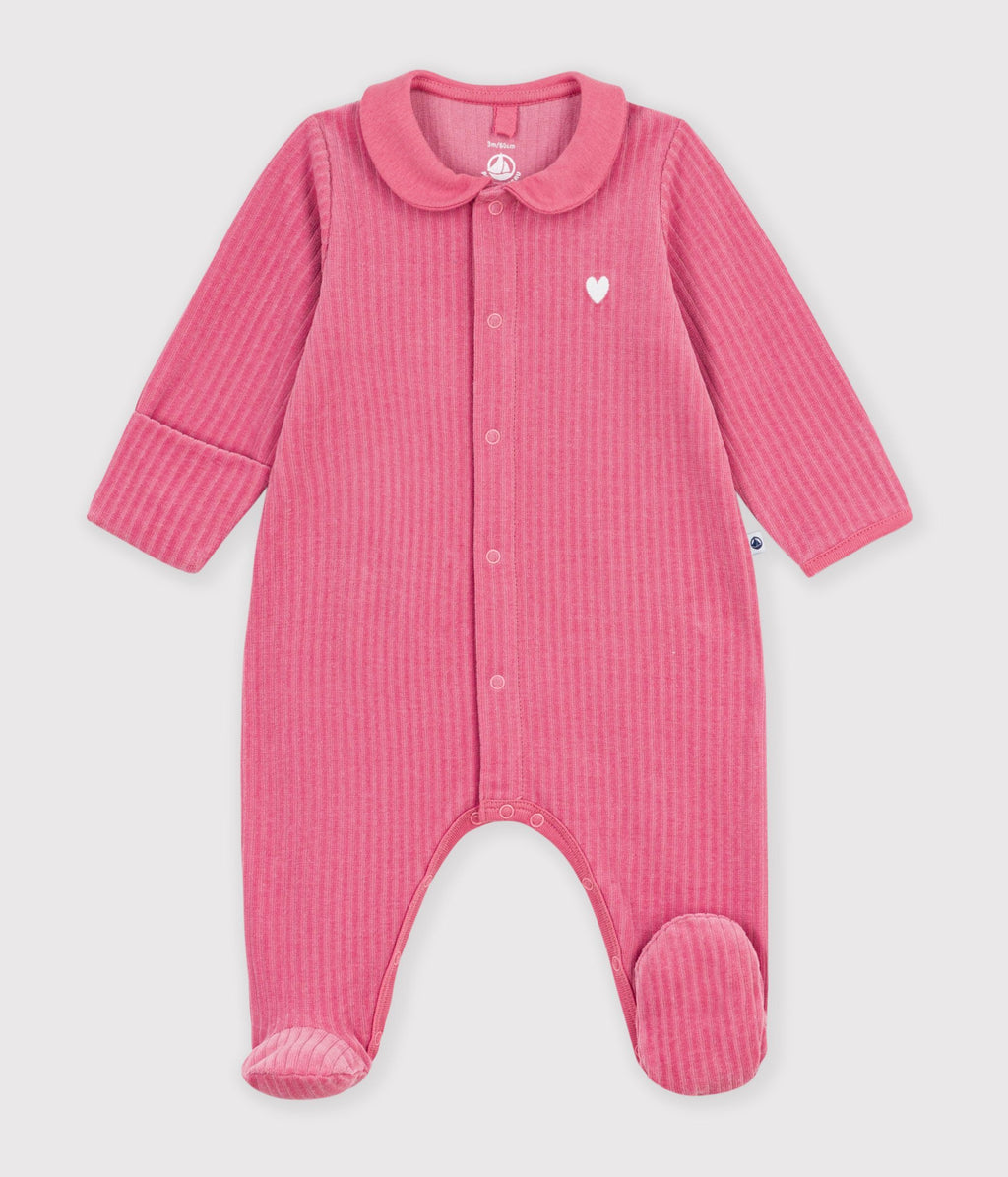 pyjama bebe en velours avec col uni