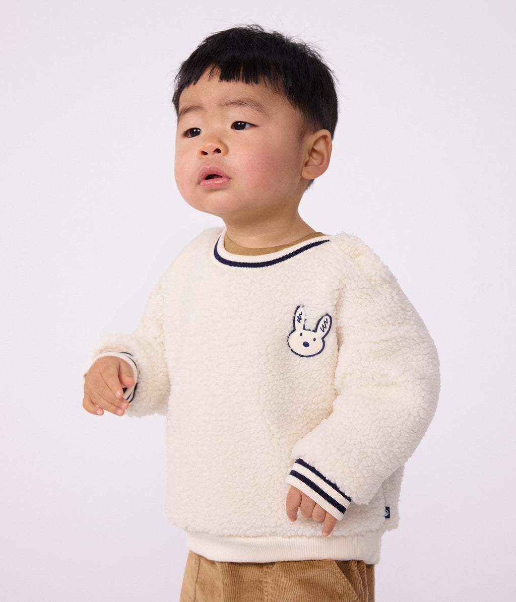 sweatshirt bebe en sherpa unie
