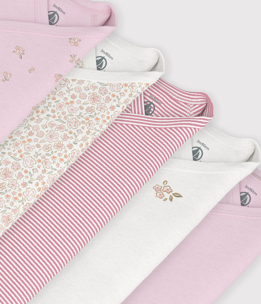 Pack of 5 long-sleeved crossover baby bodysuits in printed cotton · A0GEK99