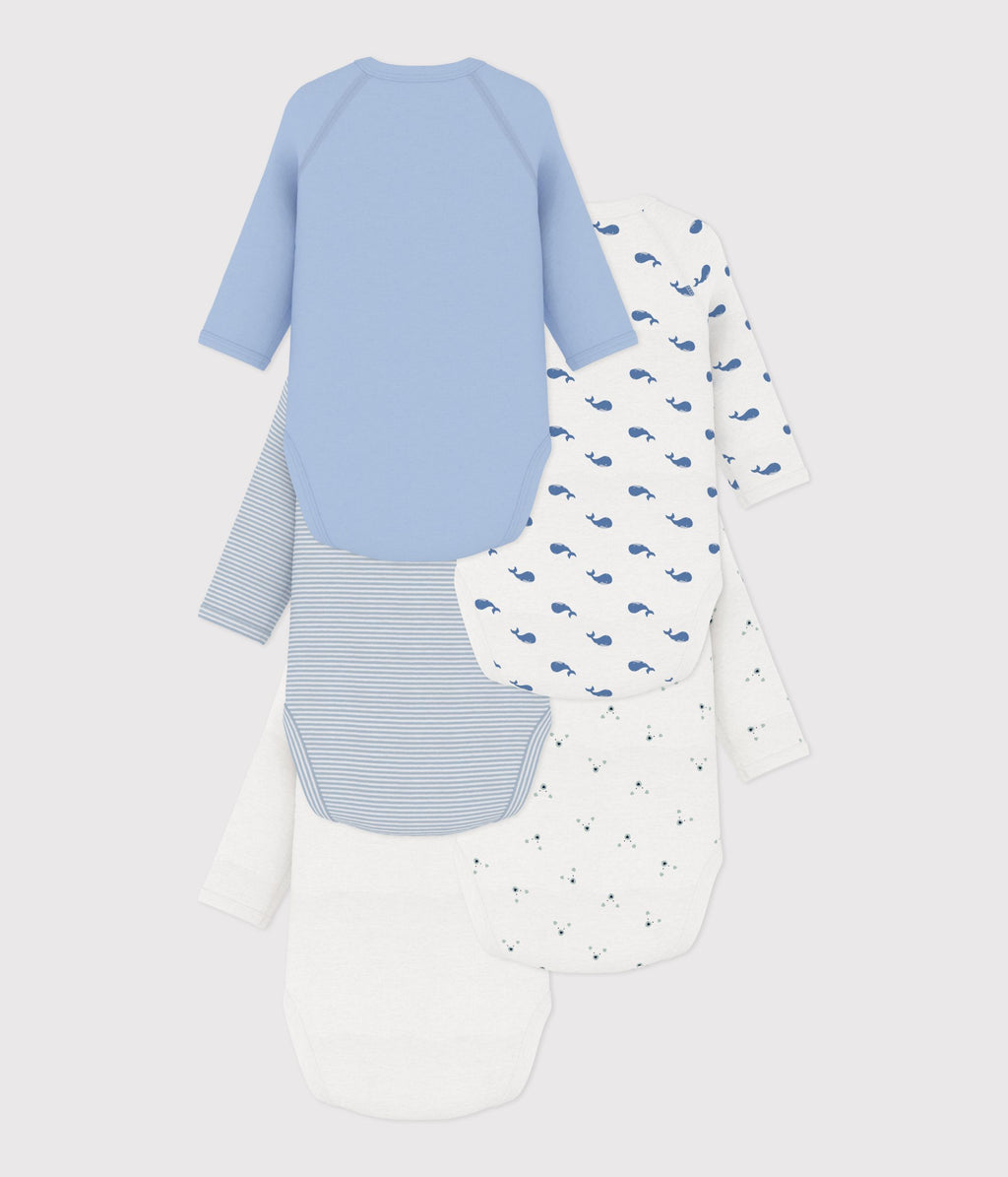 Lot de 5 bodies croisés manches longues en coton imprimé bébé · A0GEN99