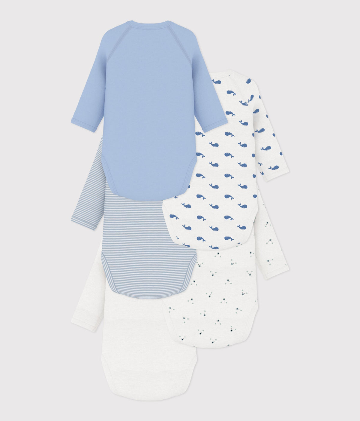 Lot de 5 bodies croisés manches longues en coton imprimé bébé · A0GEN99
