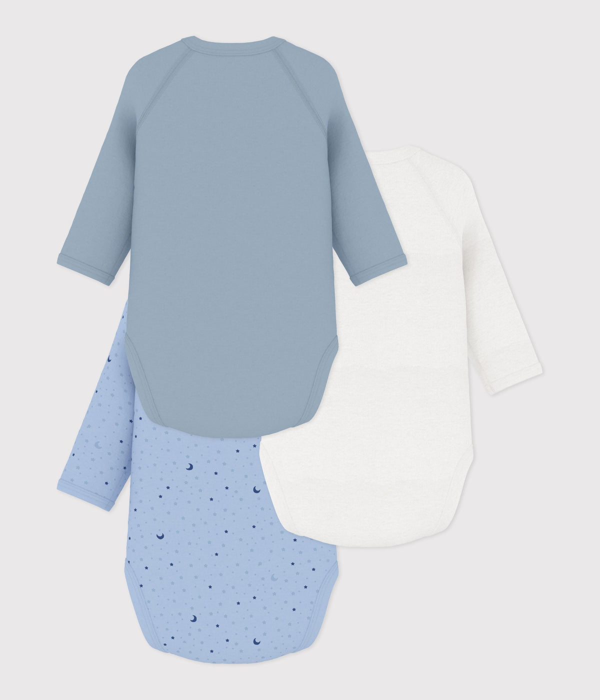 Lot de 3 bodies croisés manches longues en coton imprimé bébé · A0GEO00