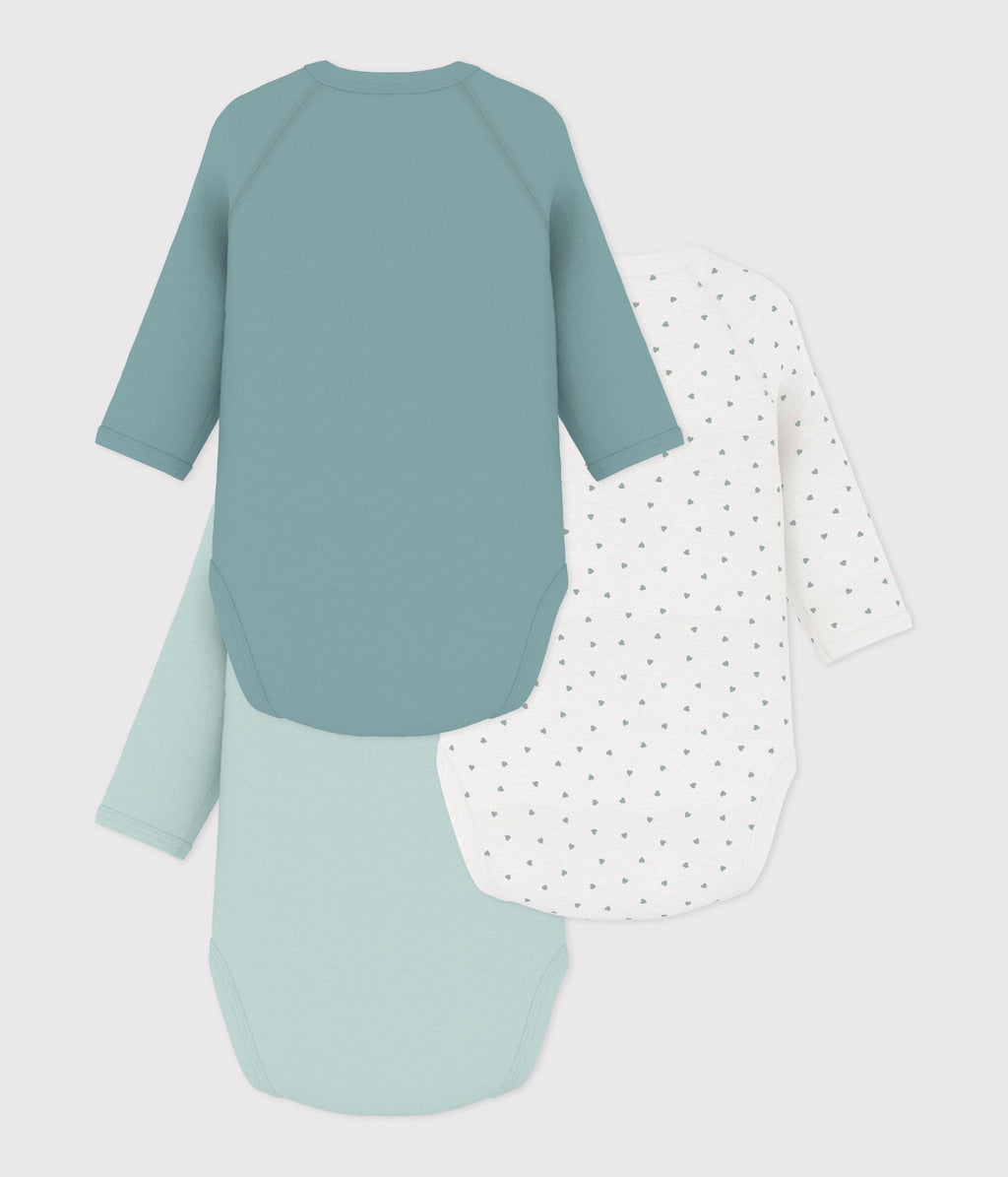 Lot de 3 bodies croisés manches longues en coton imprimé bébé · A0GEP00