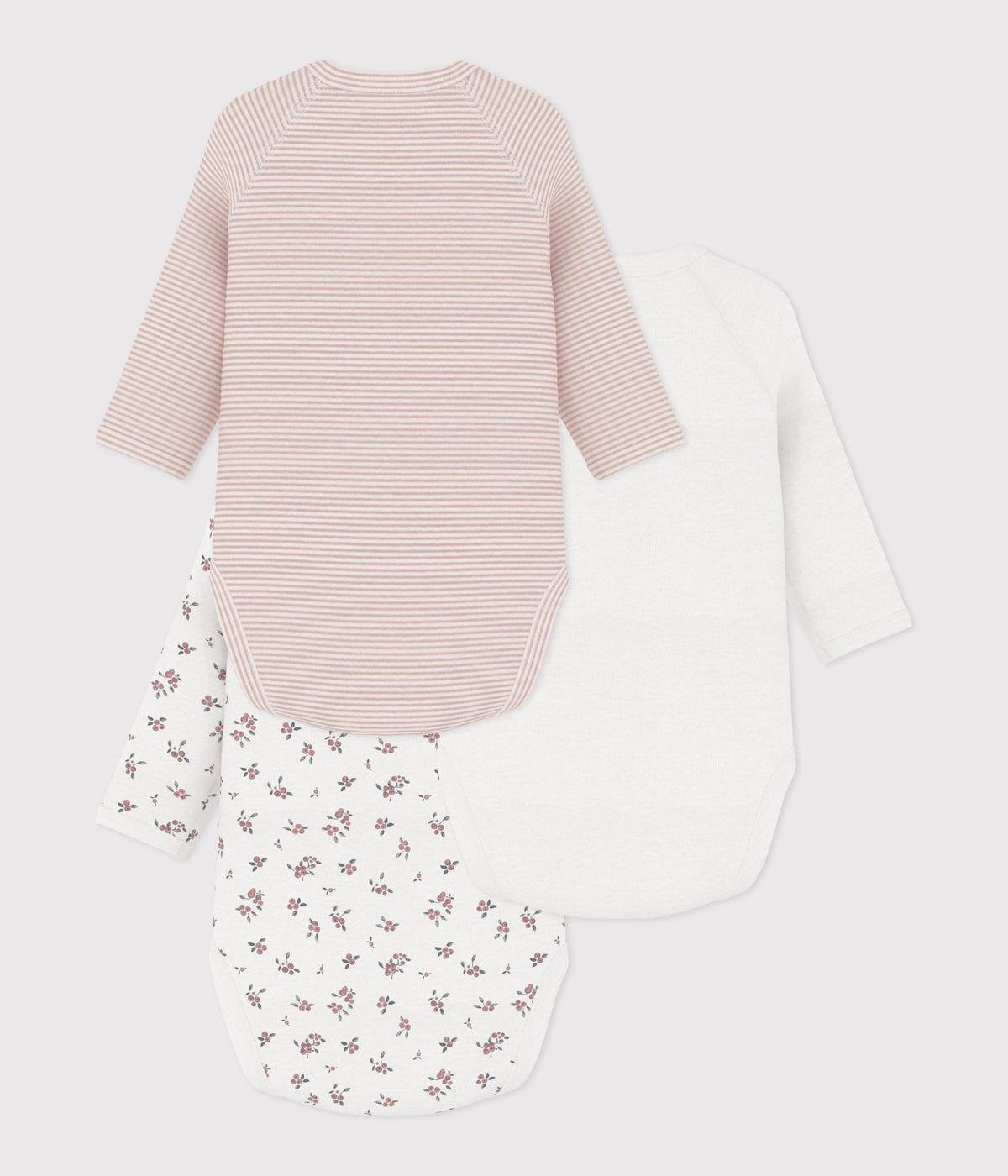 lot de bodies croises manches longues en coton imprime bebe