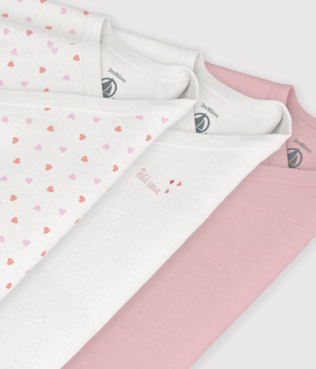 Lot de 3 bodies croisés manches longues en coton imprimé bébé · A0GF200