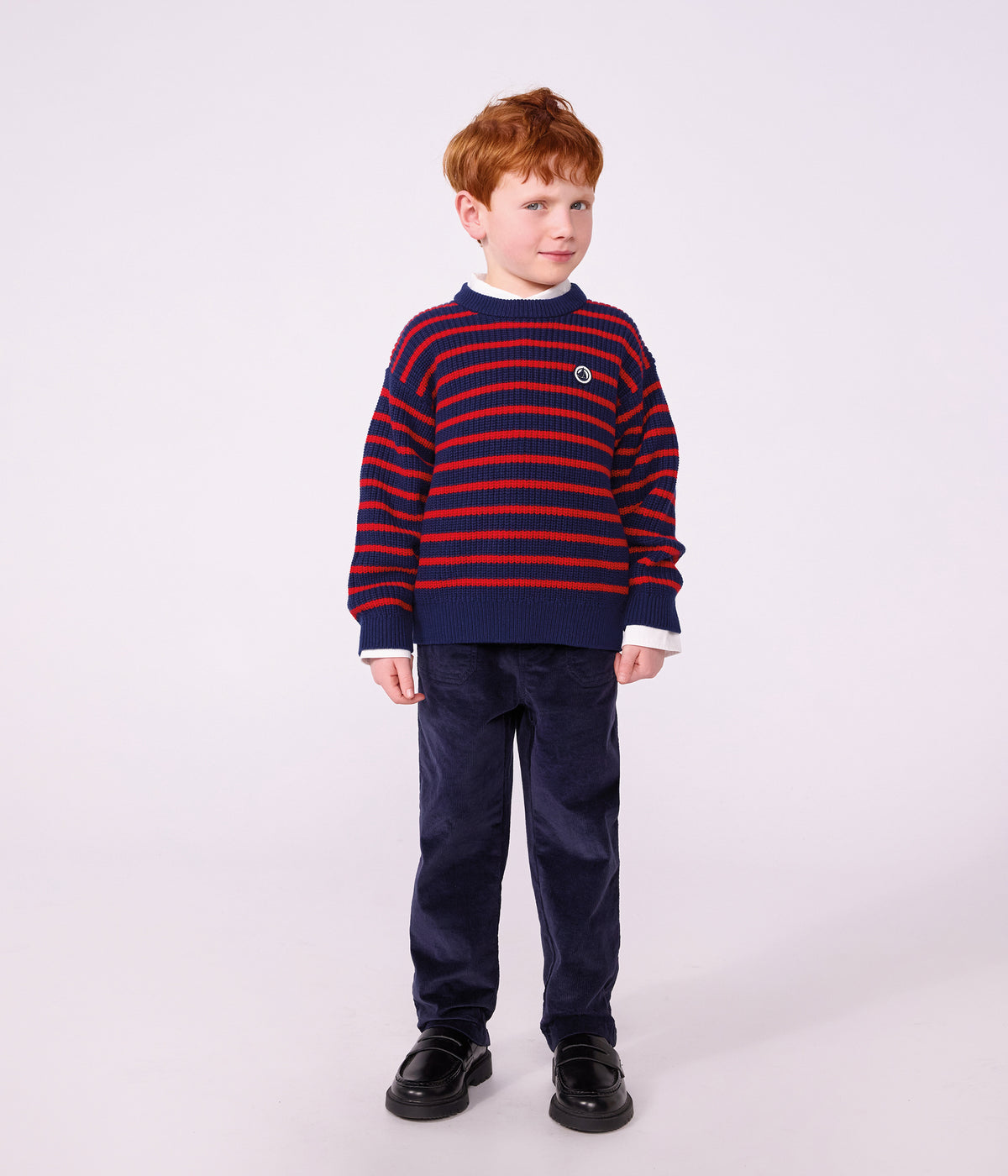 pull enfant en laine et coton a rayures