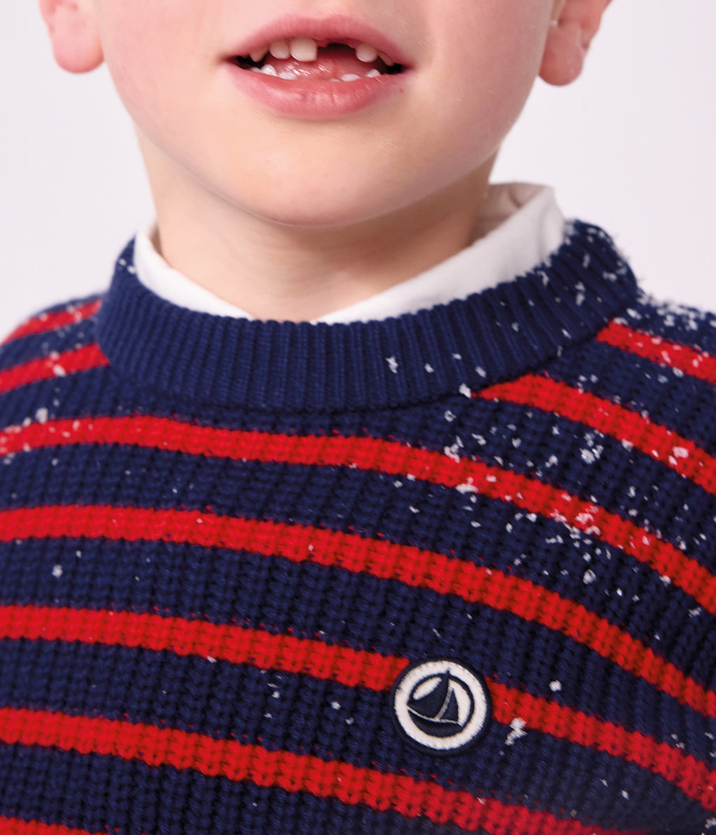 pull enfant en laine et coton a rayures