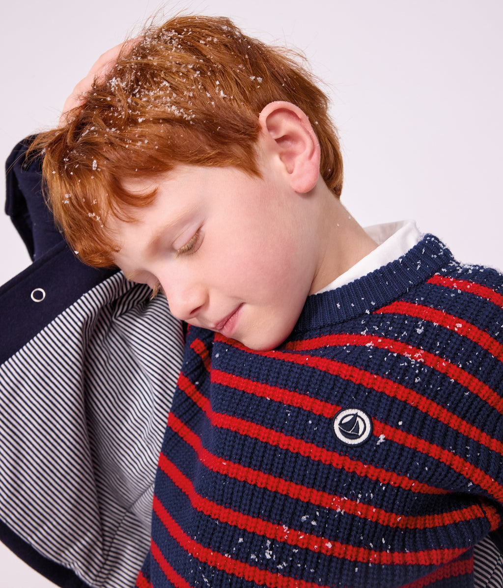 pull enfant en laine et coton a rayures