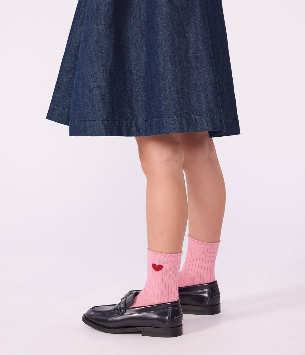 3 paires de chaussettes enfant en coton motif coeur