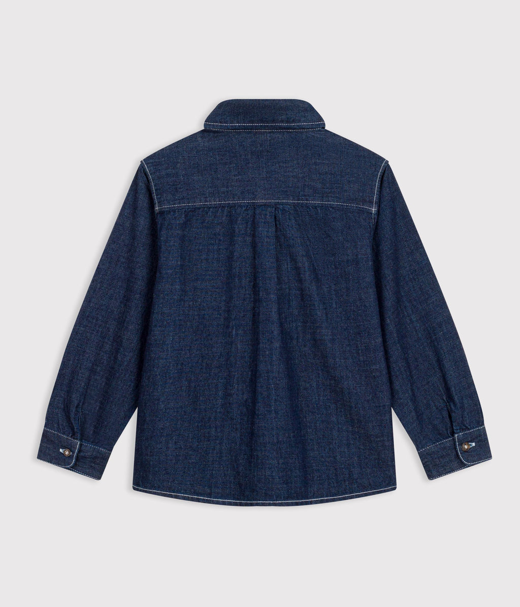 chemise enfant en denim uni