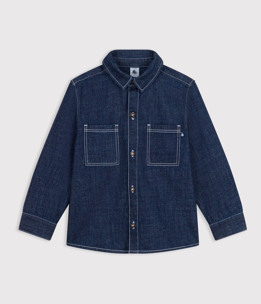 chemise enfant en denim uni