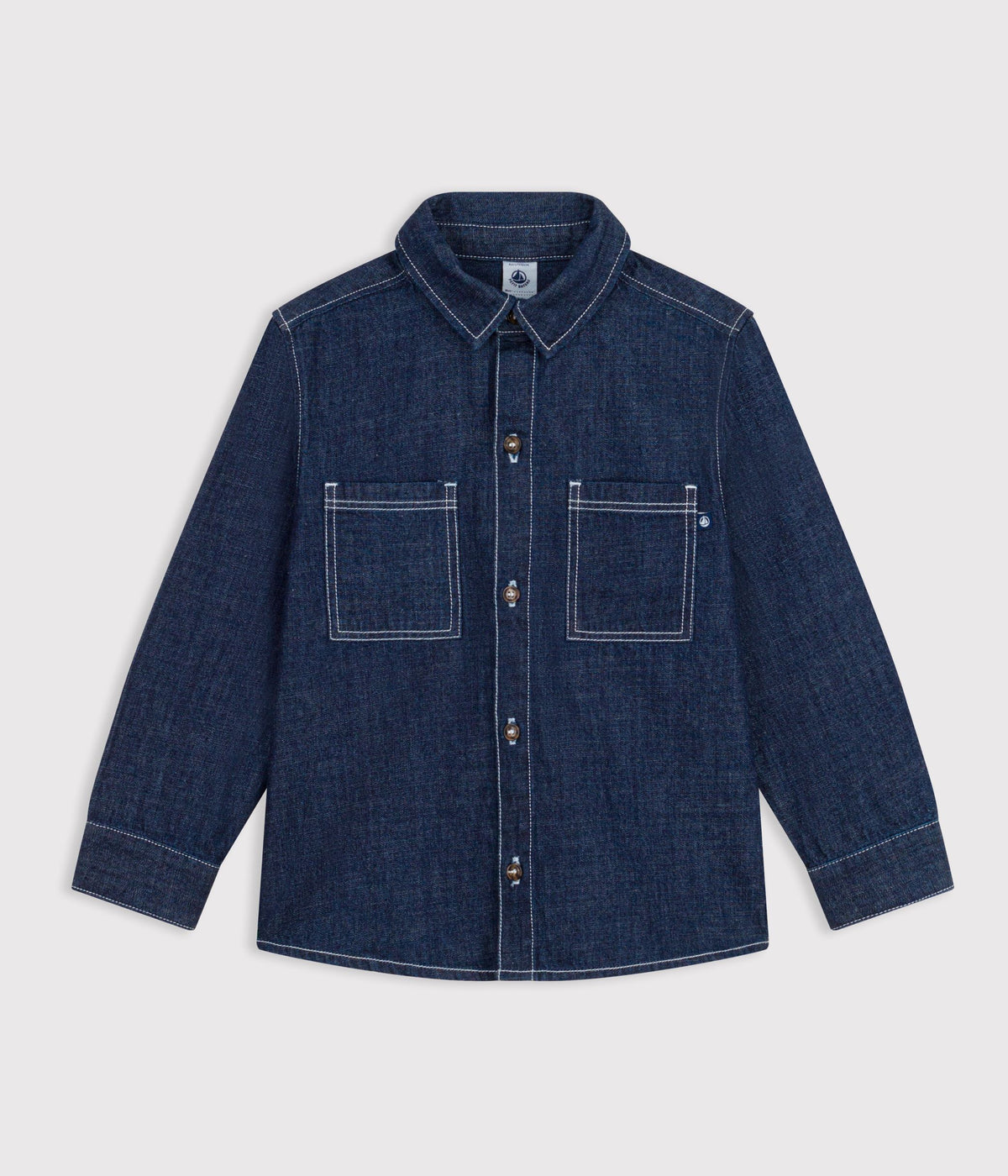 chemise enfant en denim uni
