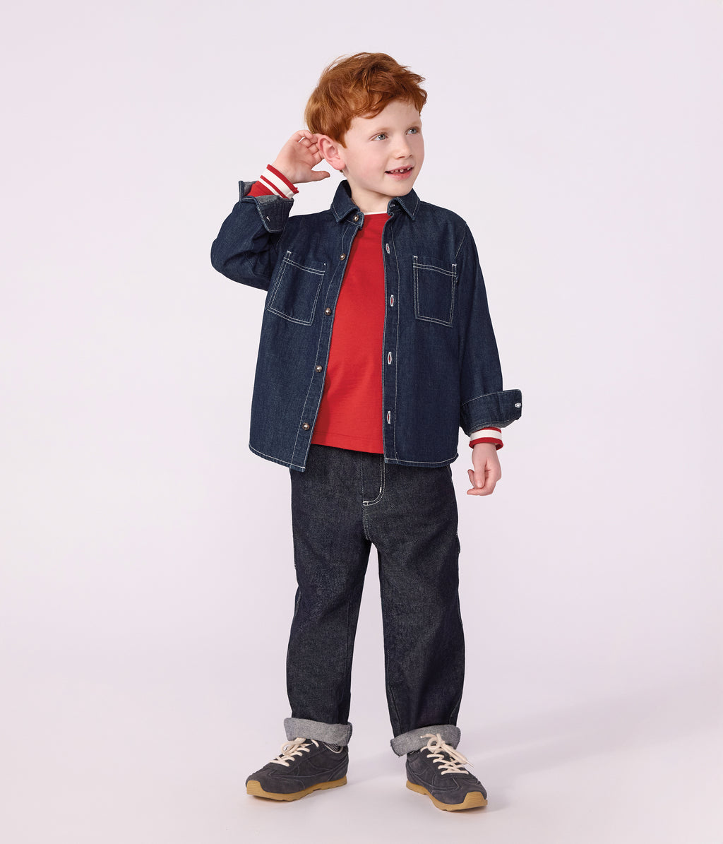 chemise enfant en denim uni