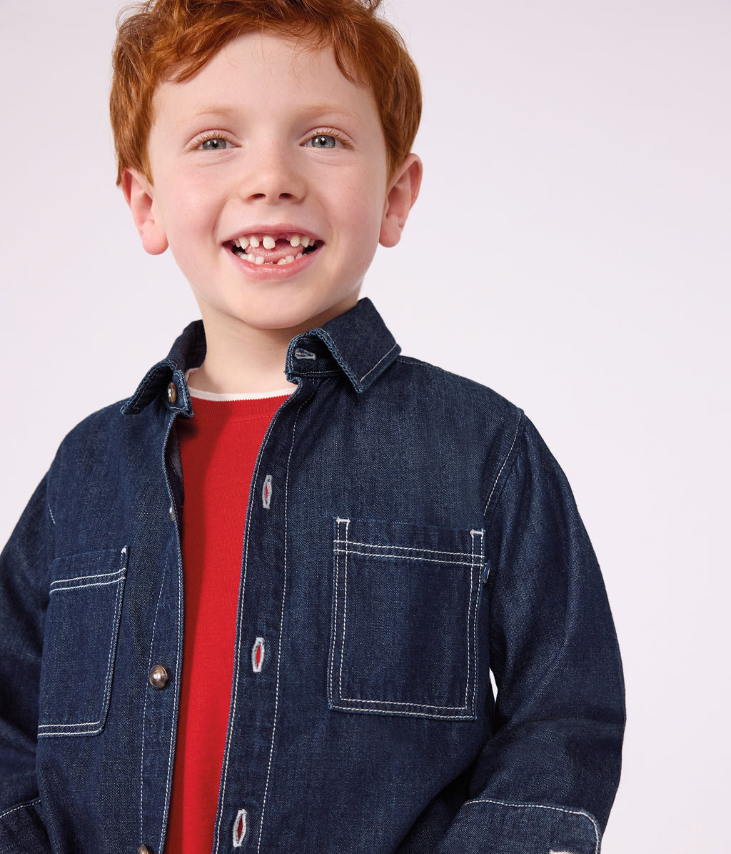 chemise enfant en denim uni
