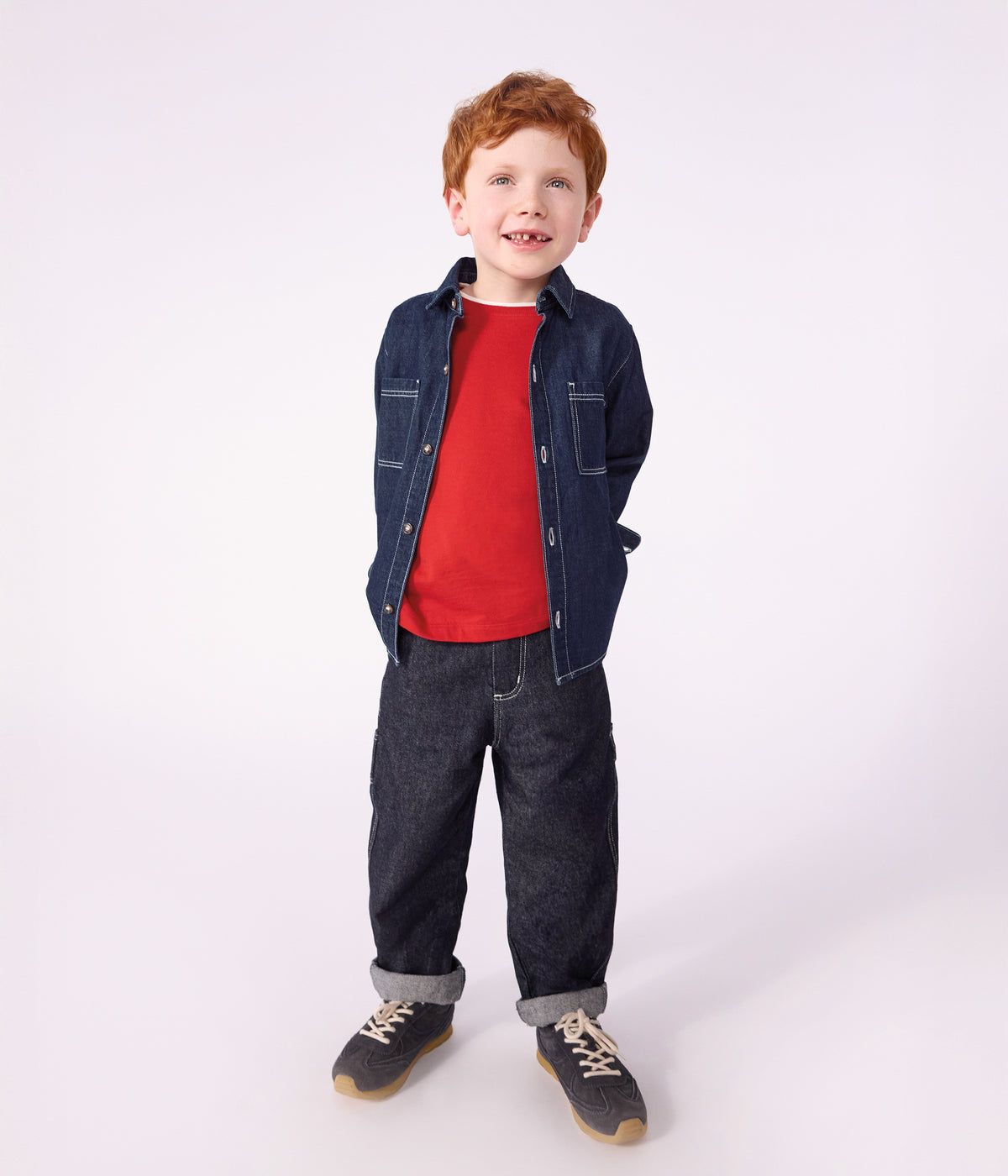 chemise enfant en denim uni