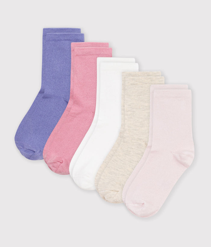 5 paires de chaussettes enfant en coton unies