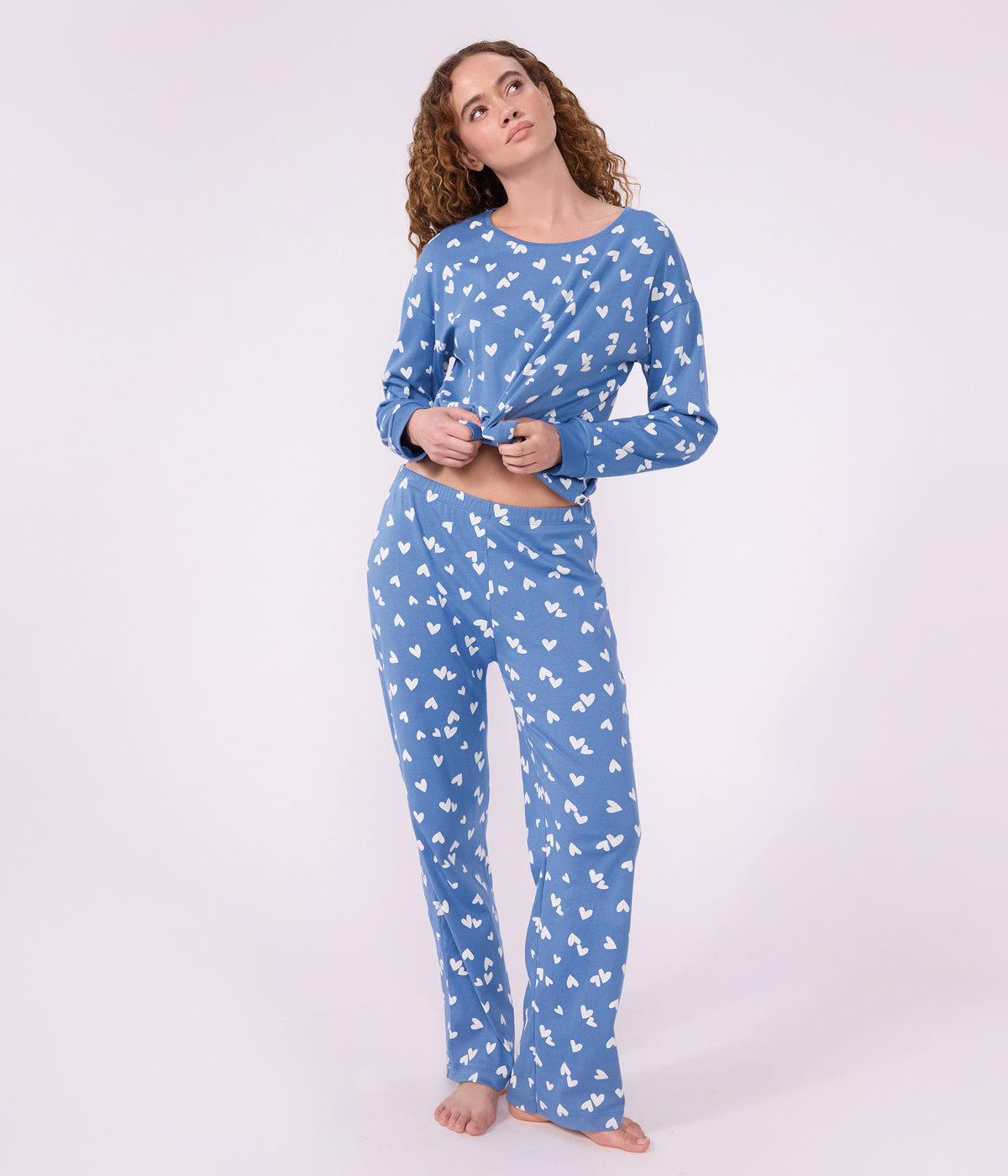 pyjama femme en coton imprime coeurs