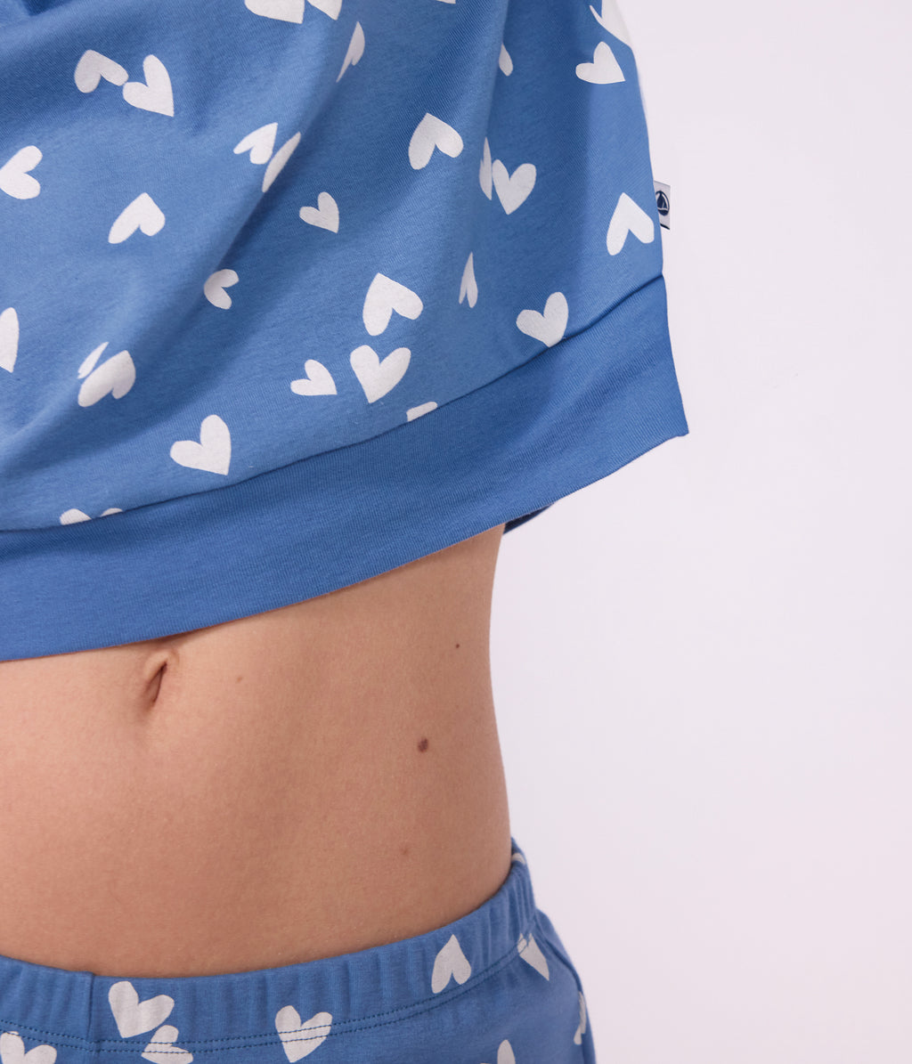 pyjama femme en coton imprime coeurs