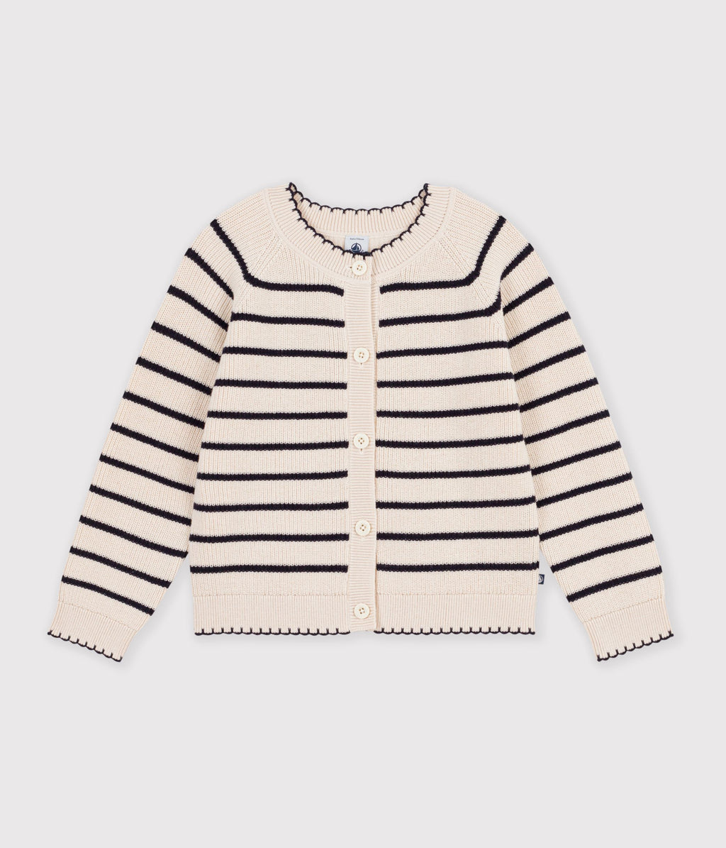 cardigan enfant en laine et coton a rayures