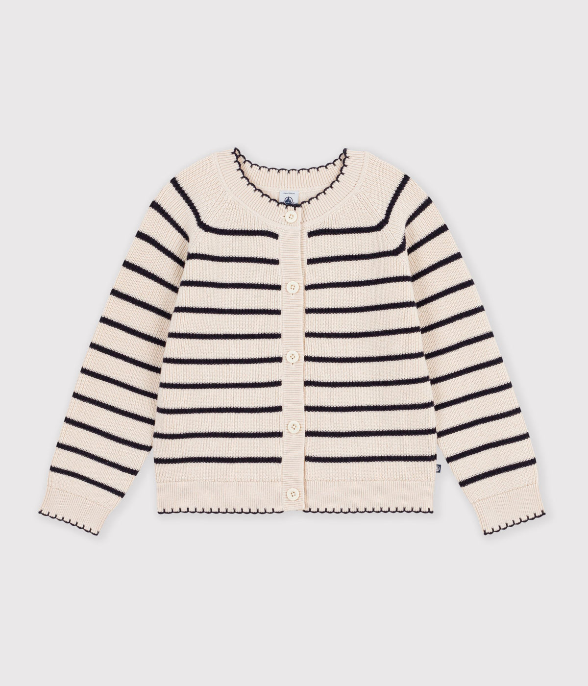 cardigan enfant en laine et coton a rayures