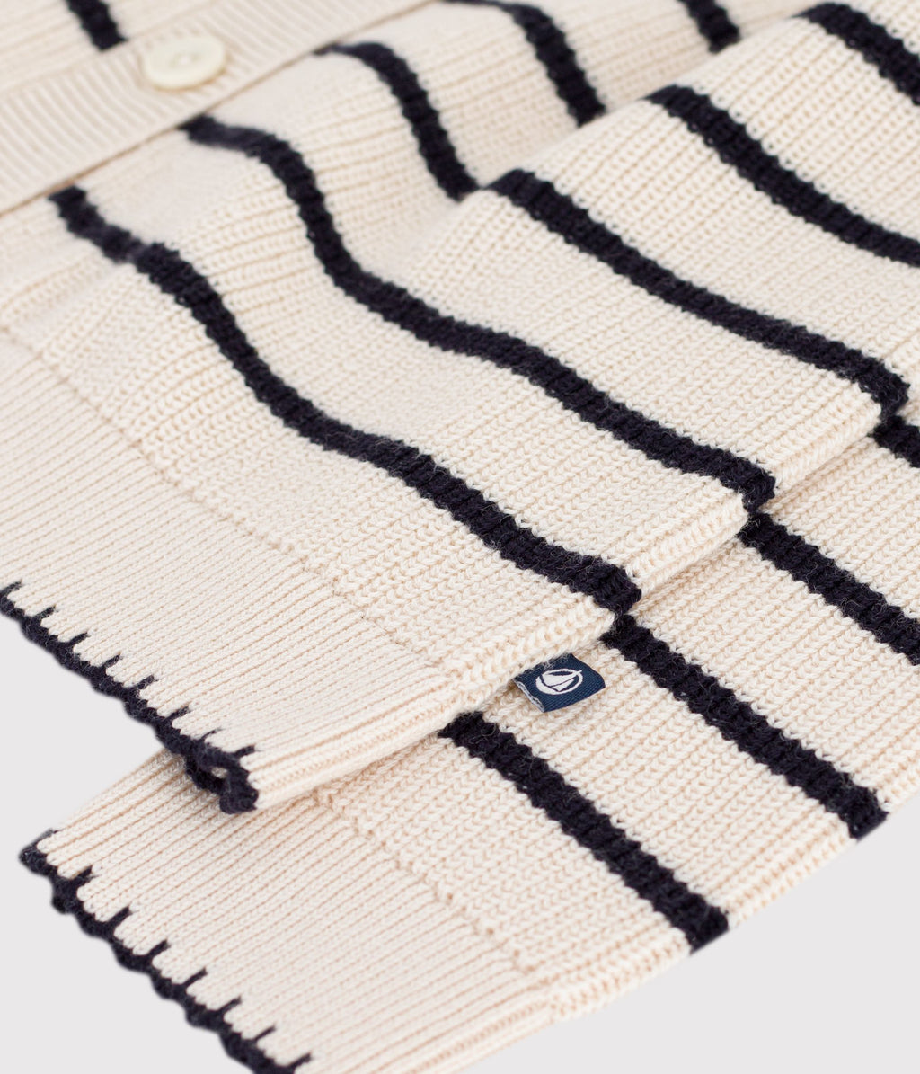 cardigan enfant en laine et coton a rayures