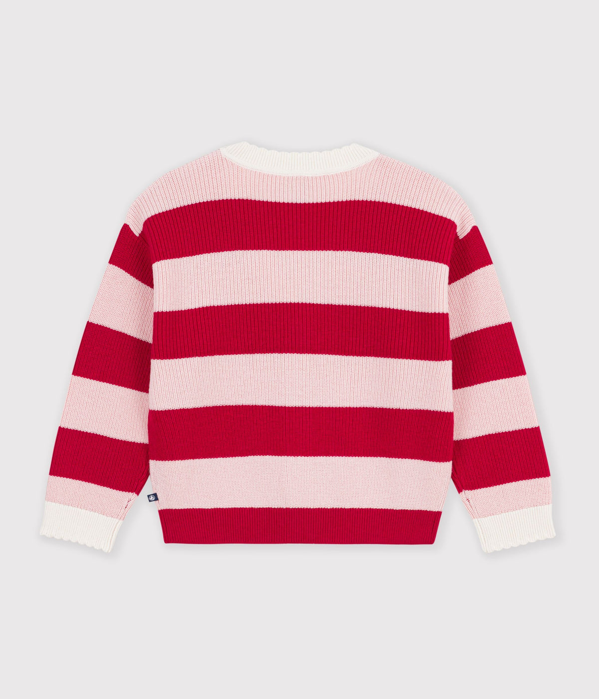 cardigan enfant en laine et coton a rayures rose