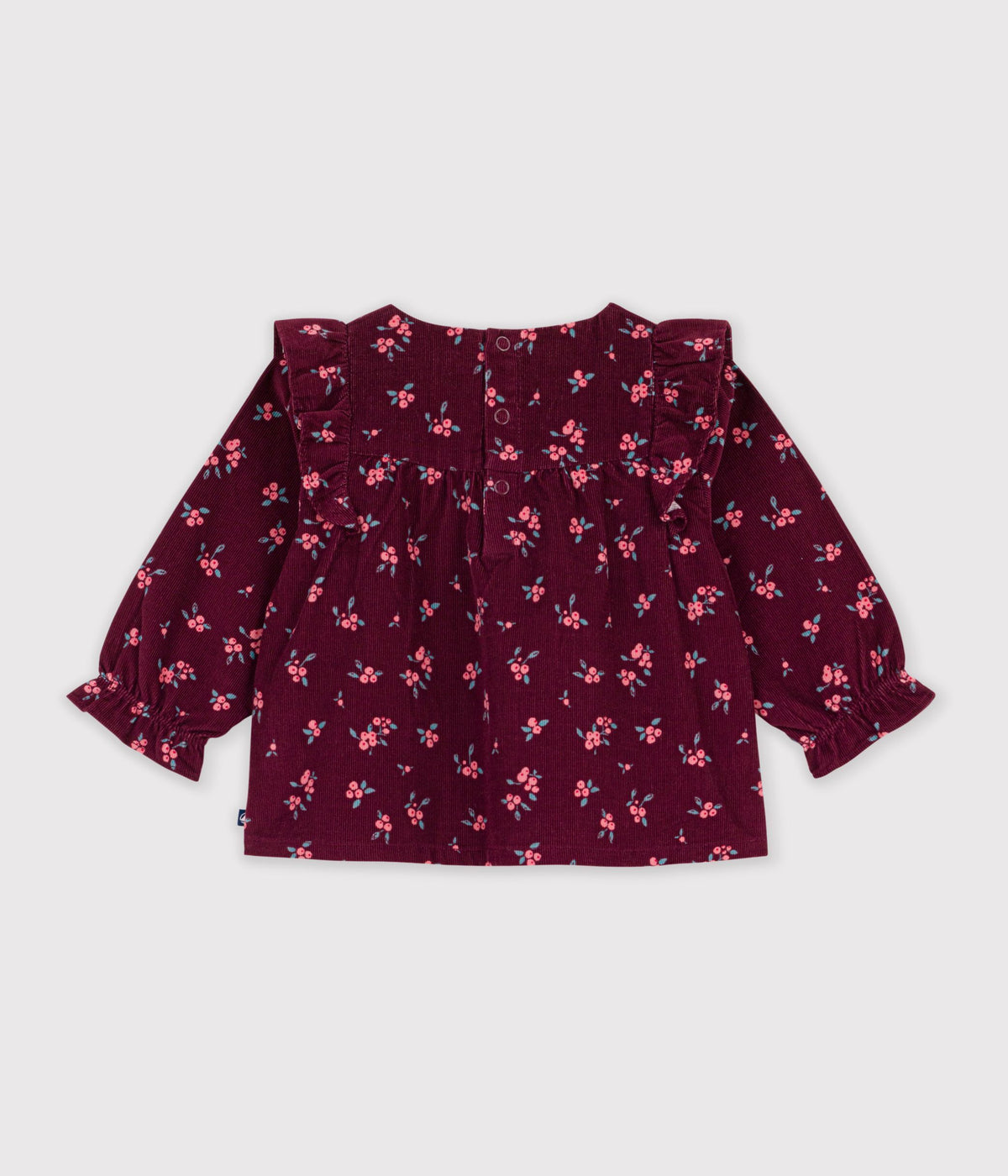 blouse bebe en velours manches longues imprimee fleurs