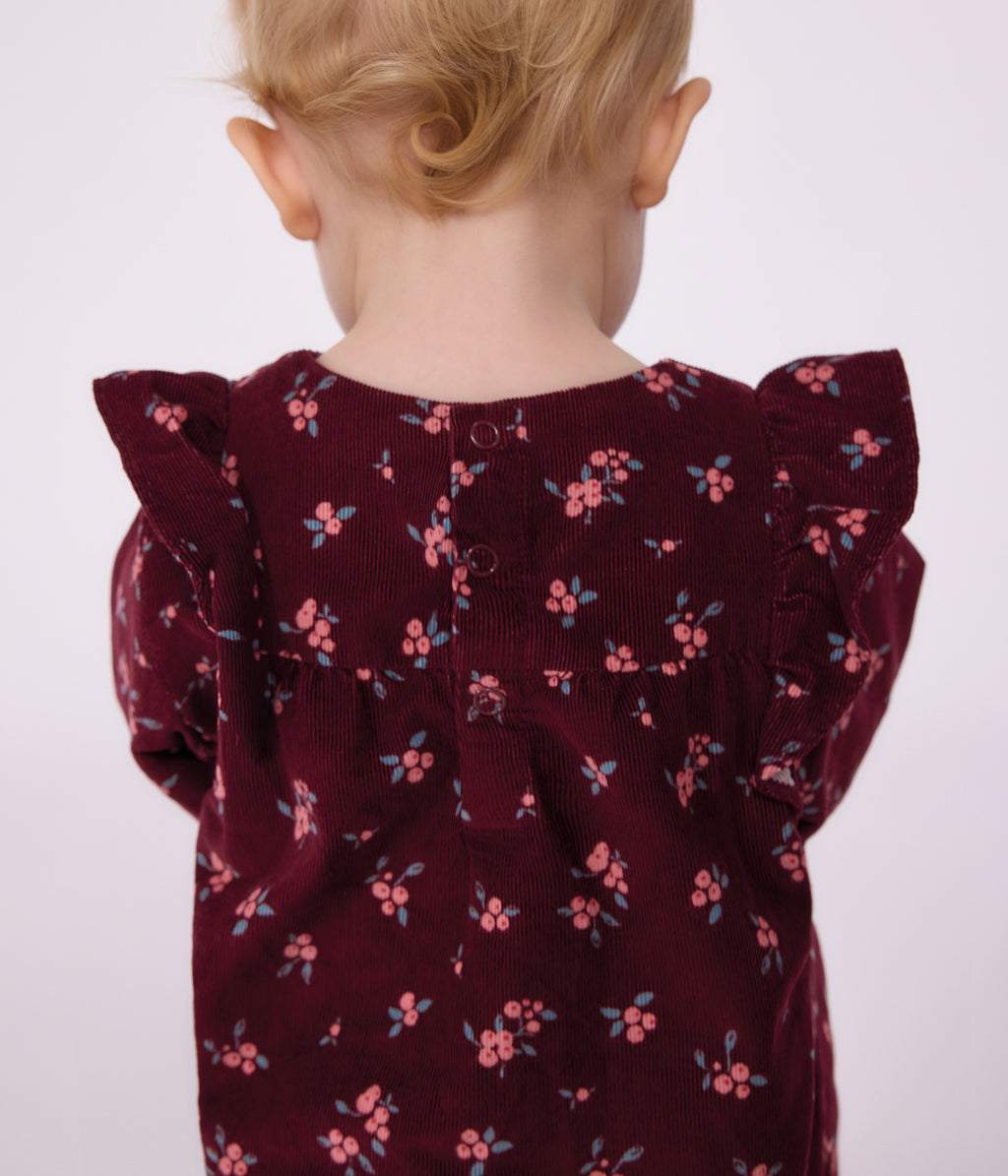blouse bebe en velours manches longues imprimee fleurs