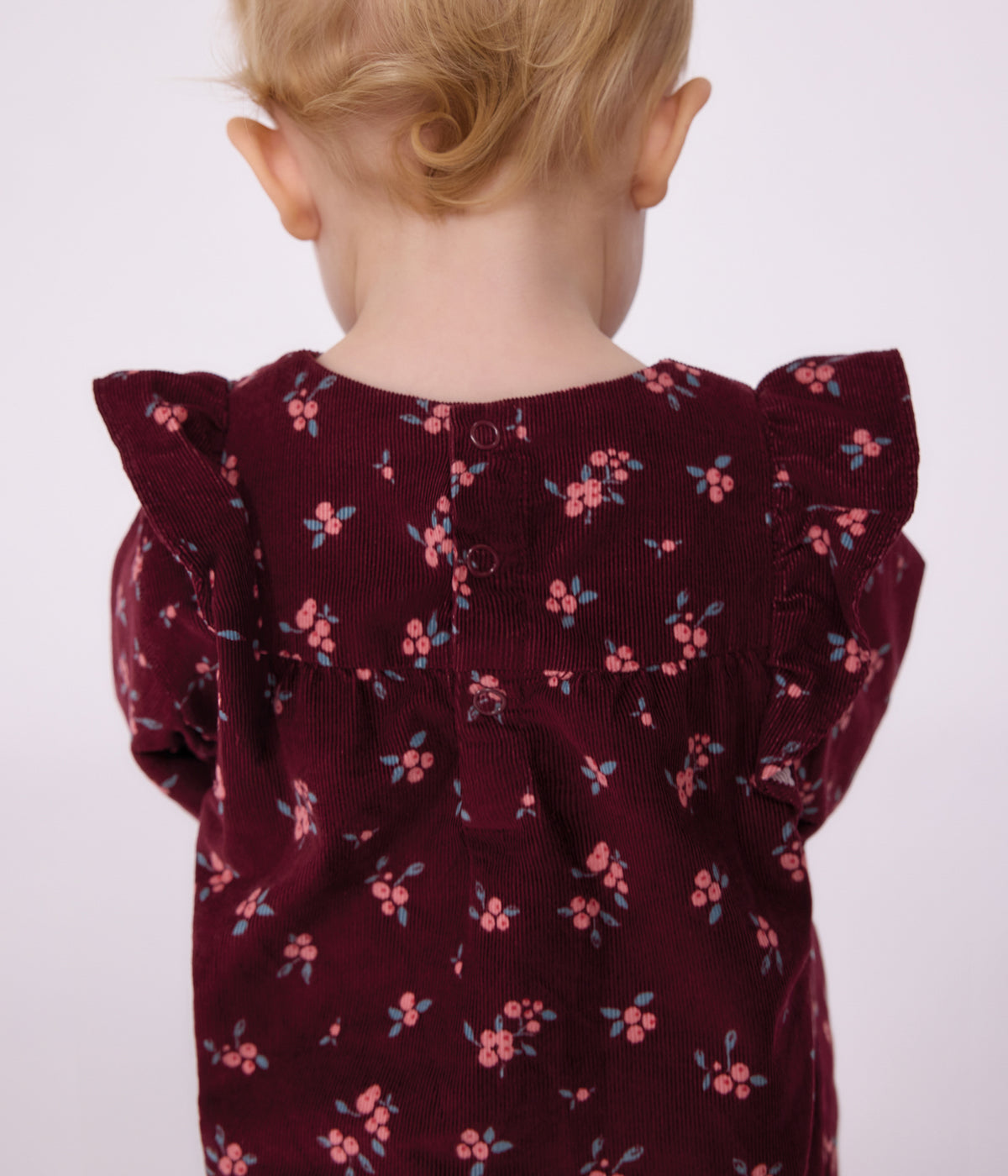 blouse bebe en velours manches longues imprimee fleurs
