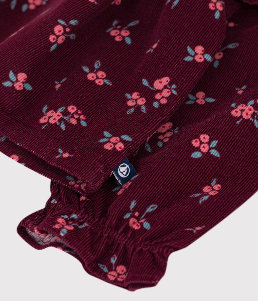 blouse bebe en velours manches longues imprimee fleurs