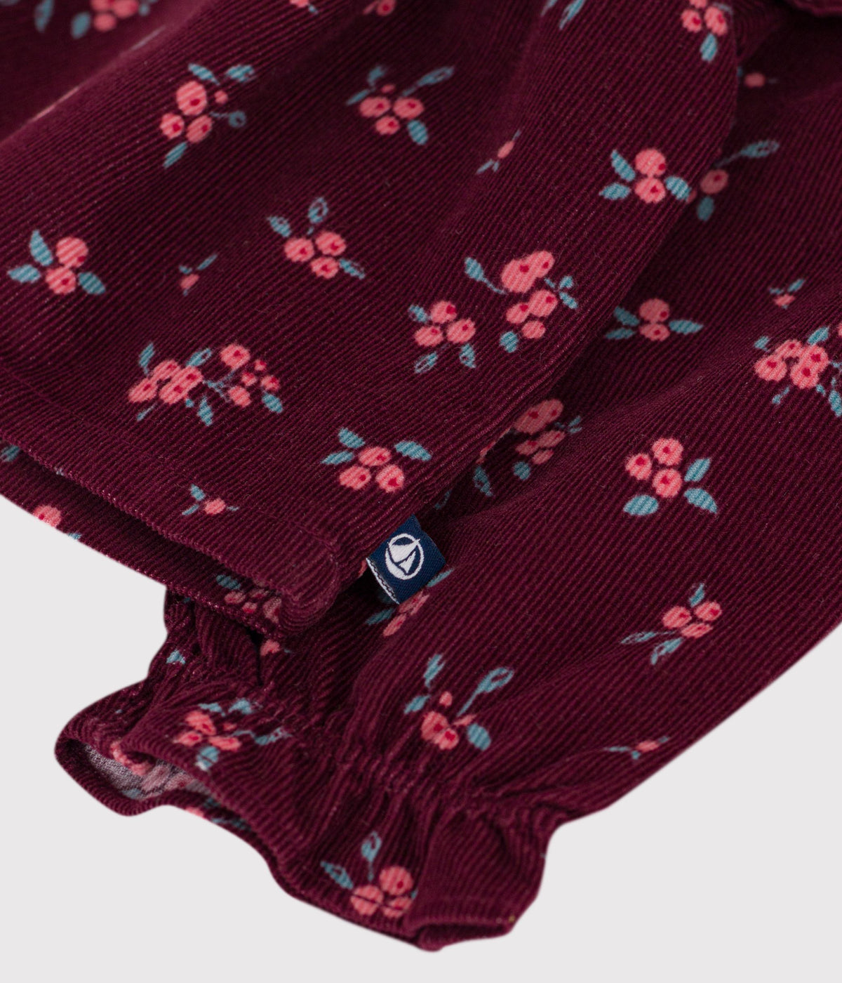 blouse bebe en velours manches longues imprimee fleurs