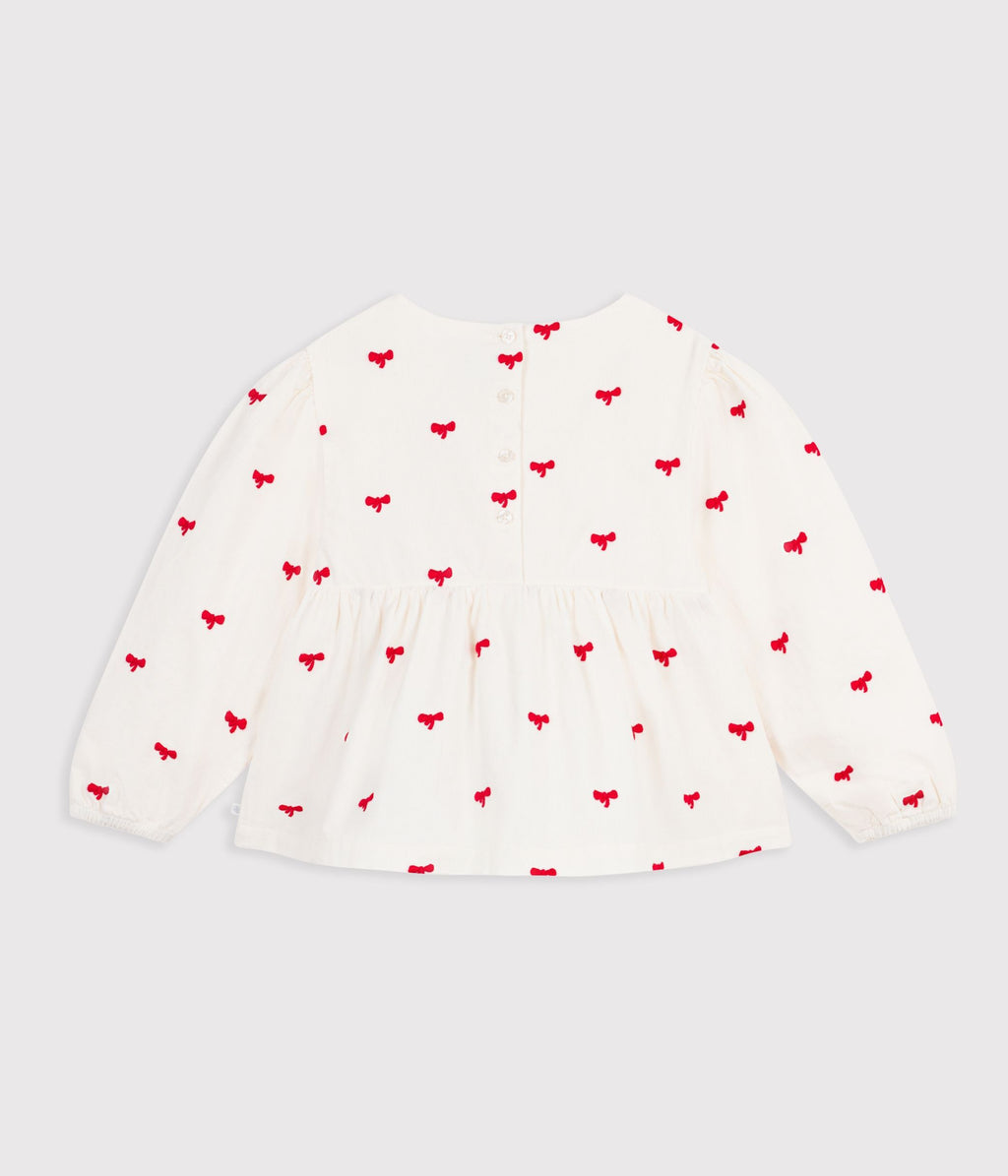 blouse enfant en coton manches longues imprimee noeuds