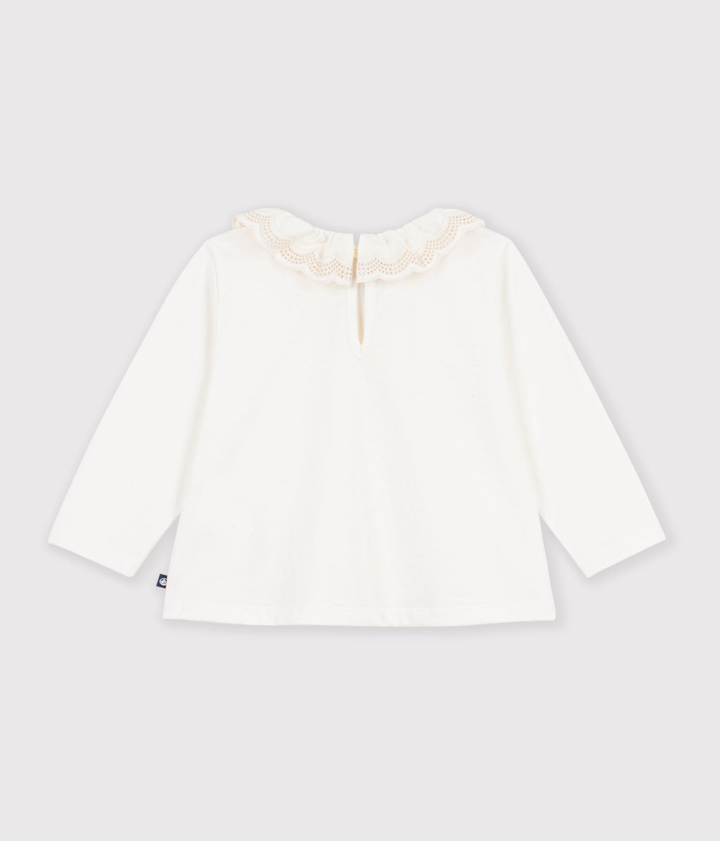 tee shirt bebe en coton manches longues uni