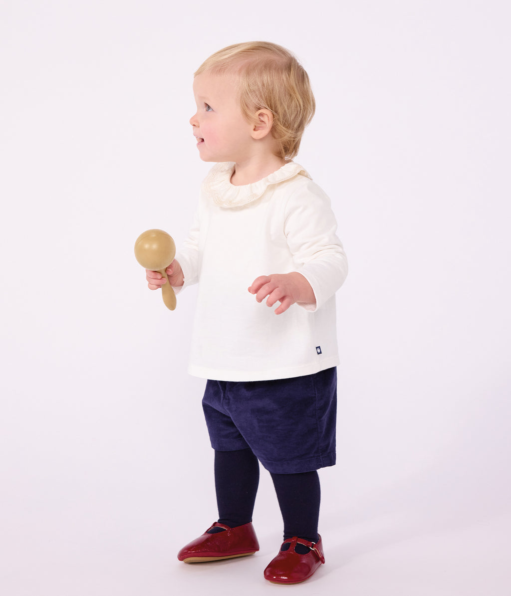 tee shirt bebe en coton manches longues uni