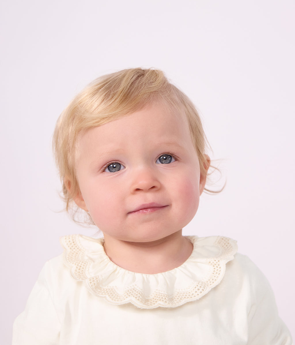 tee shirt bebe en coton manches longues uni