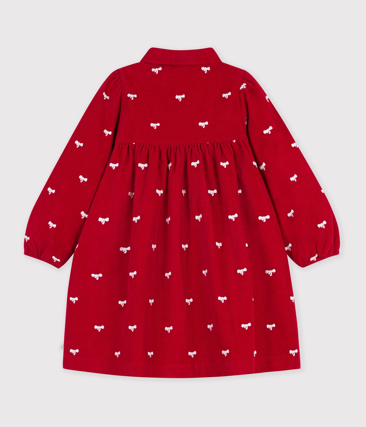 robe enfant en velours manches longue imprimee noeuds