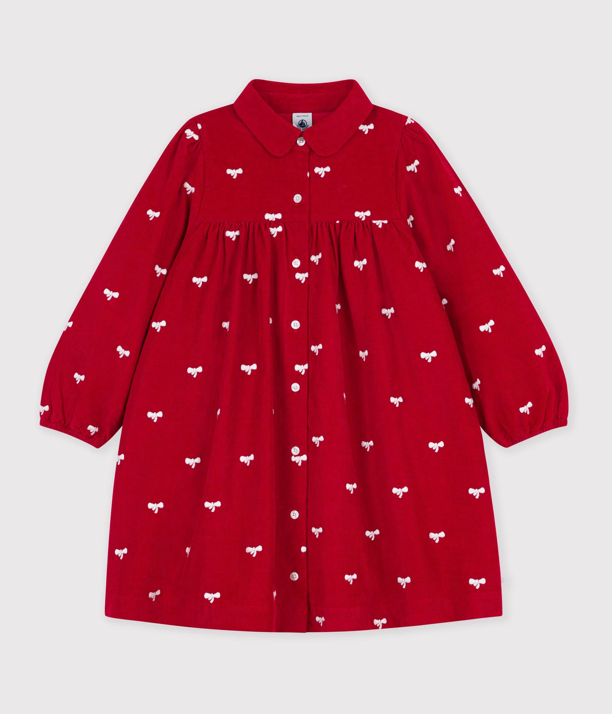 robe enfant en velours manches longue imprimee noeuds
