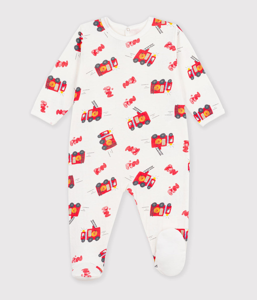 pyjama bebe en tubique ouverture dos imprime pompier