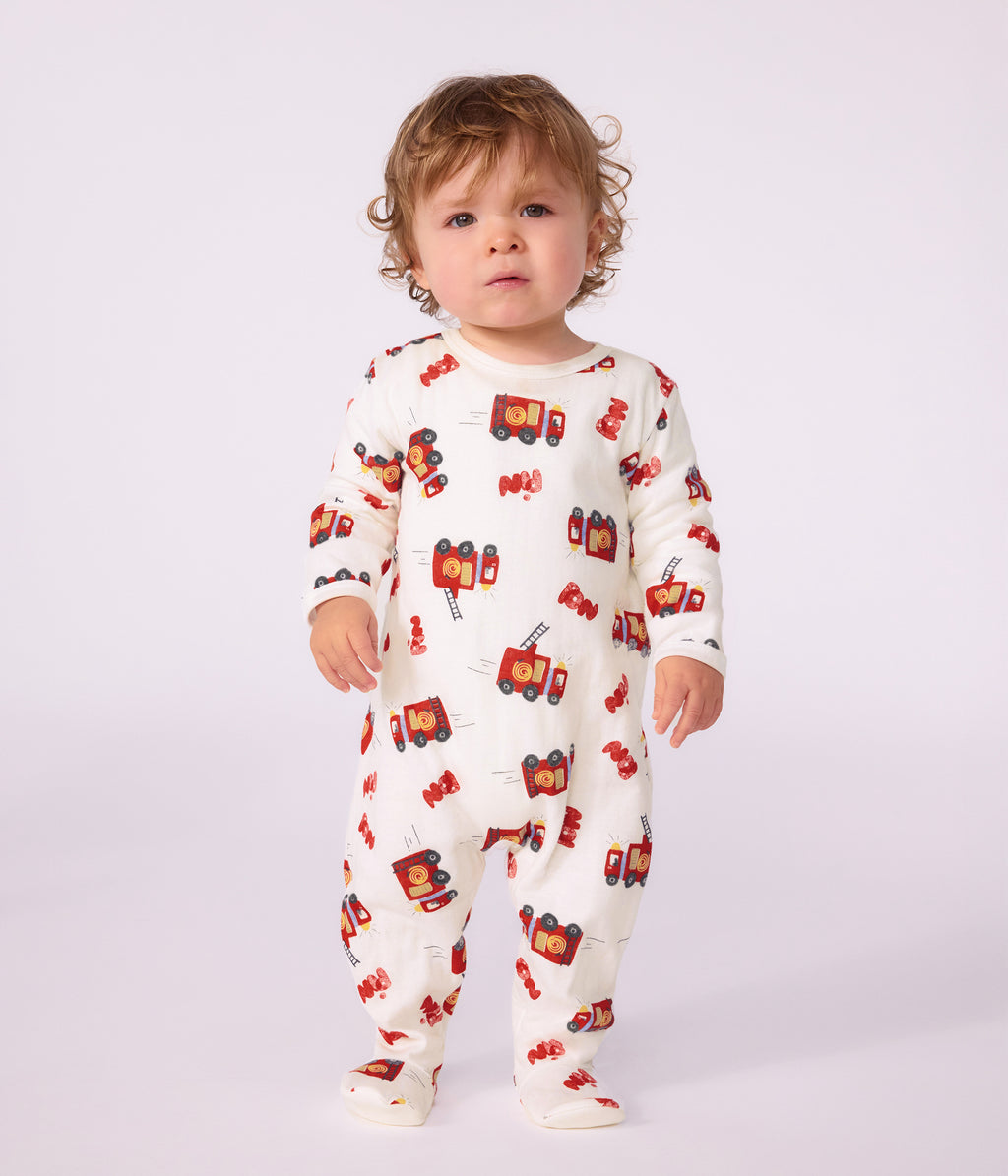 pyjama bebe en tubique ouverture dos imprime pompier