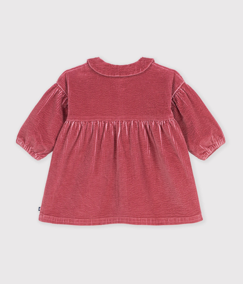 robe bebe en velours manches longues unie