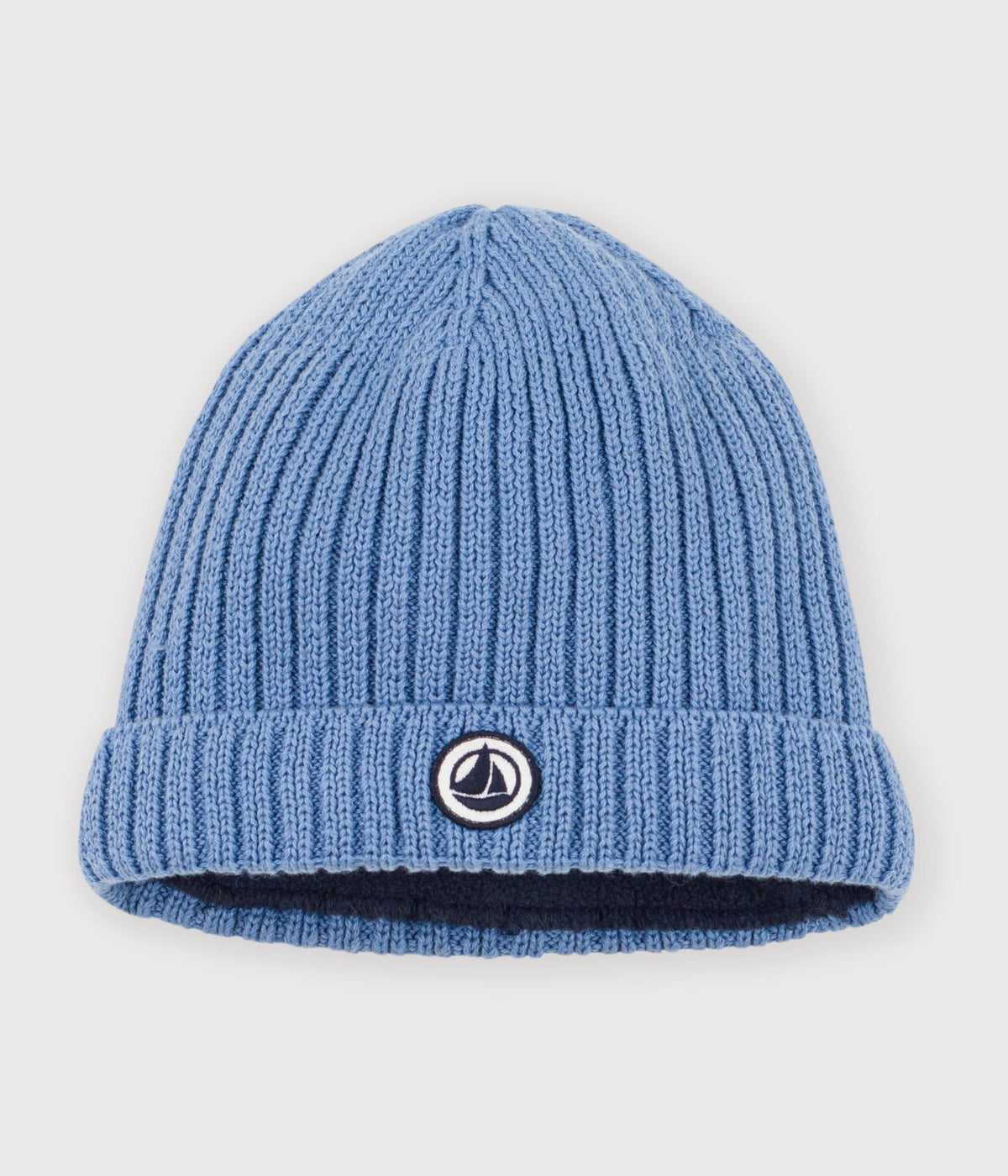 bonnet bebe en tricot double en polaire bleu