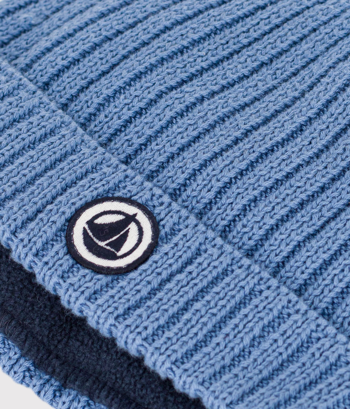 bonnet bebe en tricot double en polaire bleu