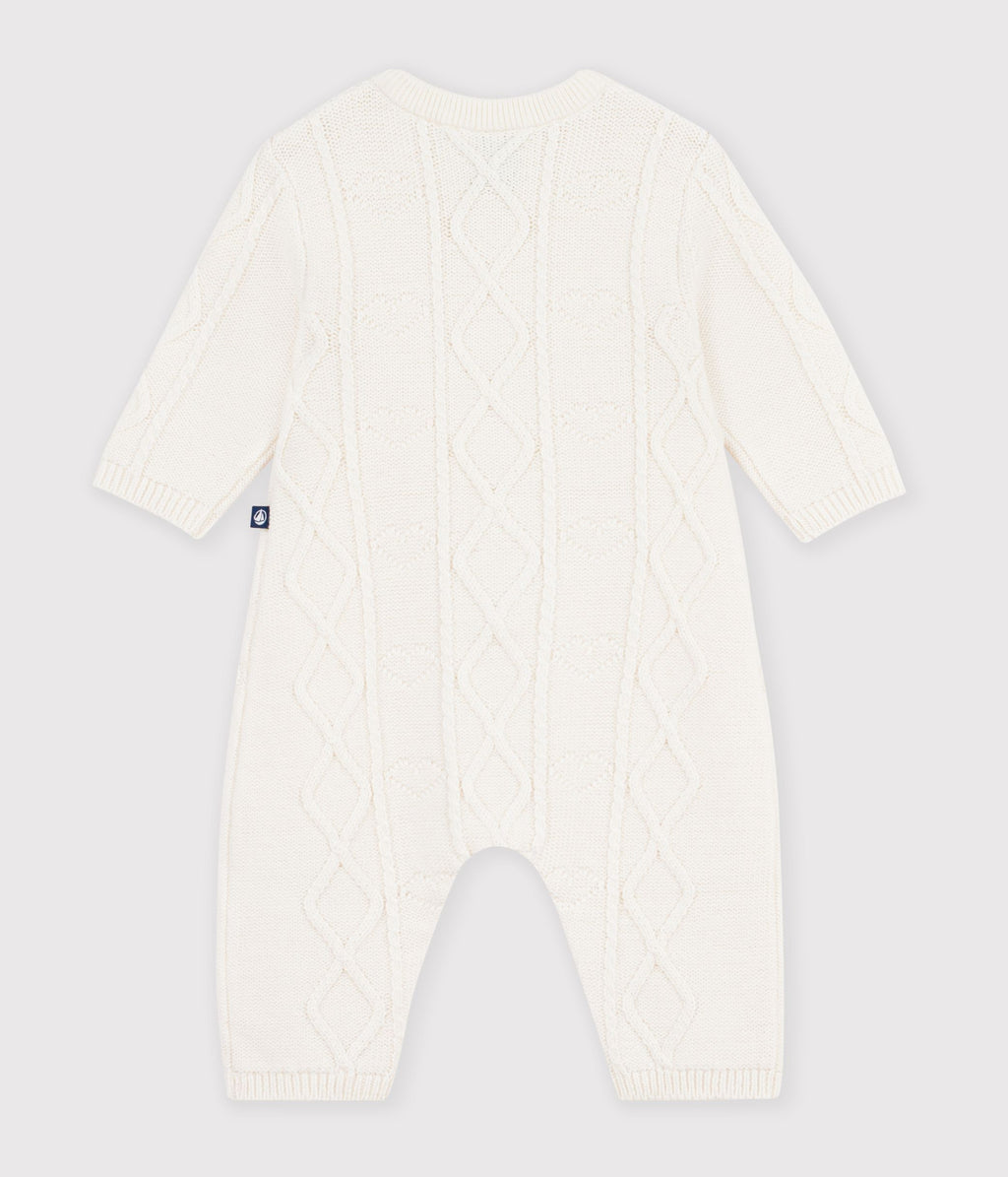 combinaison bebe en tricot laine et coton uni